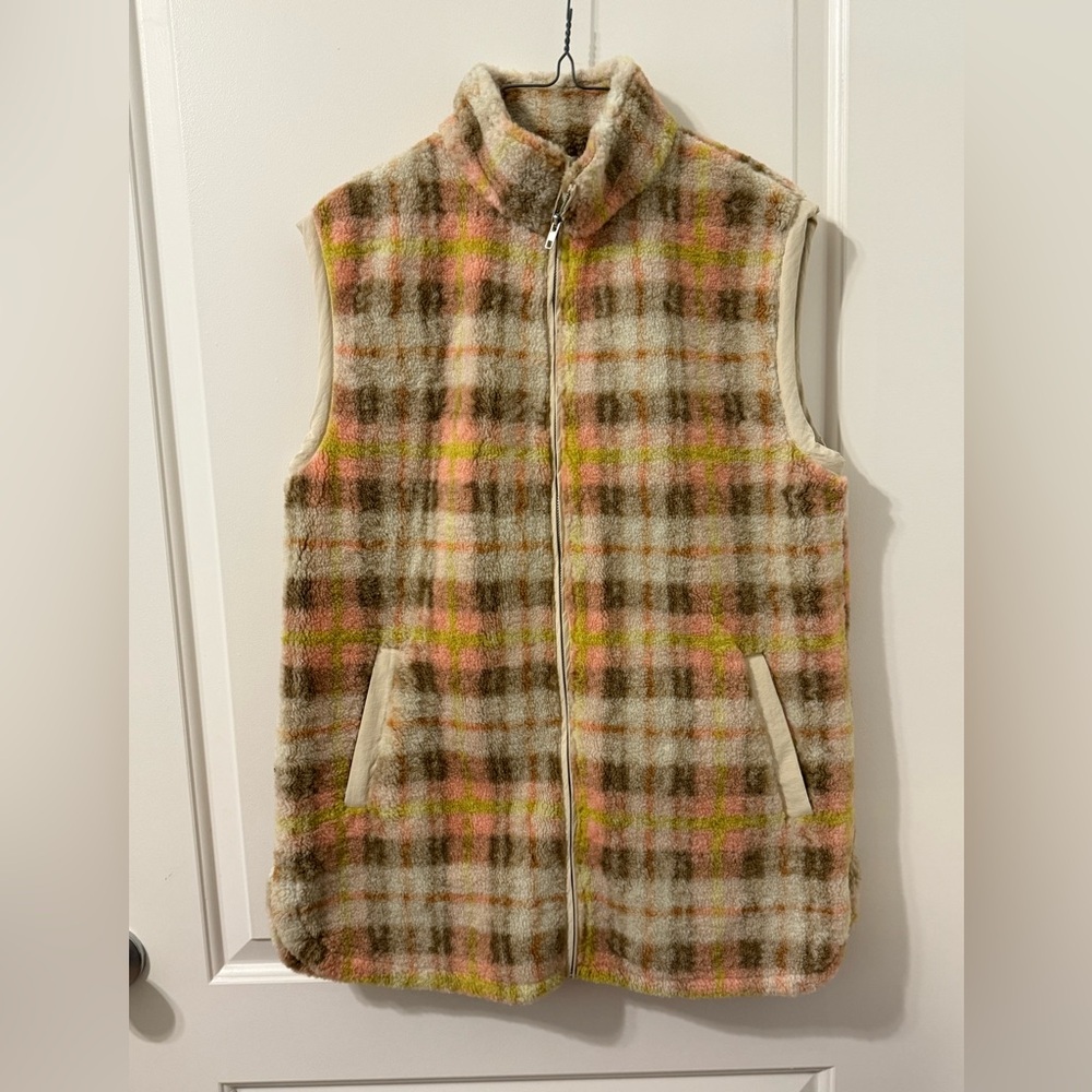 SOLD / Plaid Fleece Vest with Zipper